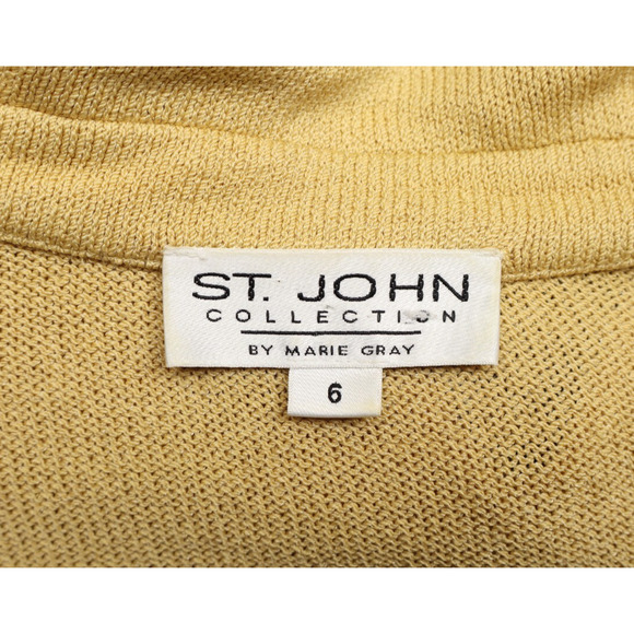 St. John by Marie Gray Women's Knit Jacket Yellow Tan Contrast Animal Print Sz 6 - Picture 8 of 10